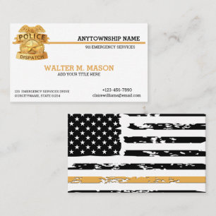 Thin Golden Line 911 Dispatch Custom Visitenkarte