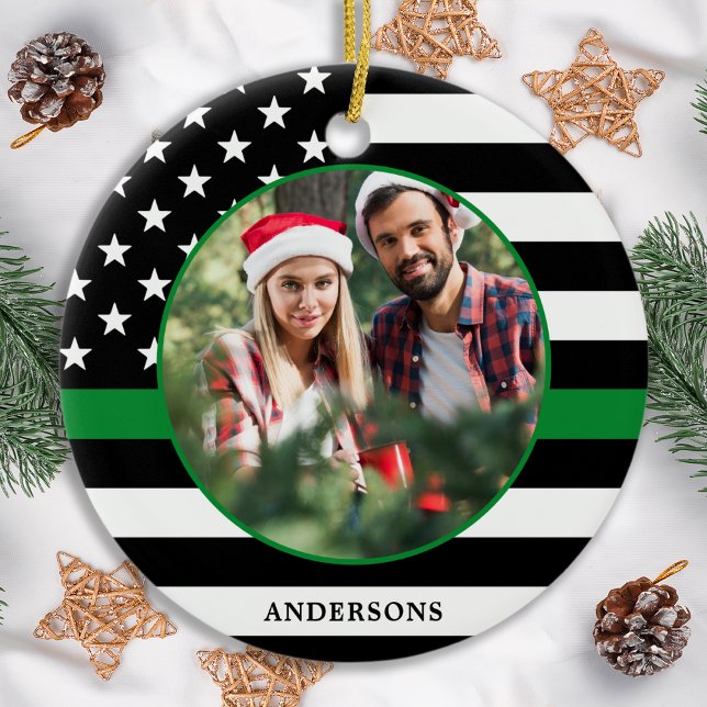 Thin Green Line Custom Foto Militärische Weihnacht Keramik Ornament (Von Creator hochgeladen)