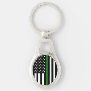 Thin Green Line Flag: Patriotische Veteranen des M Schlüsselanhänger