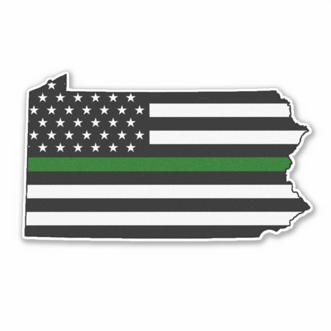 Thin Green Line Flag Pennsylvania Aufkleber (Vorderseite)