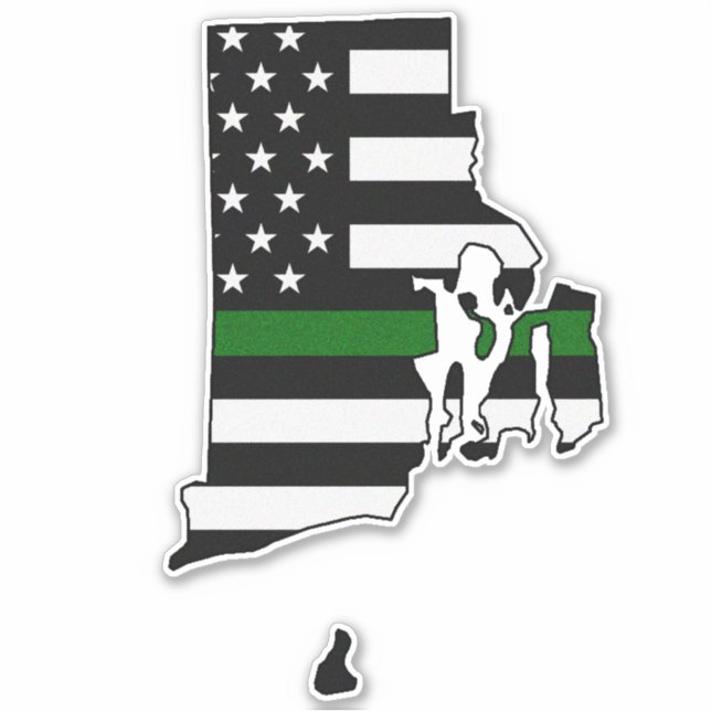 Thin Green Line Flag Rhode Island Aufkleber (Vorderseite)