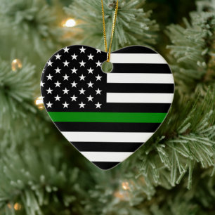 Thin Green Line Flagge (Vereinigte Staaten) Keramik Ornament
