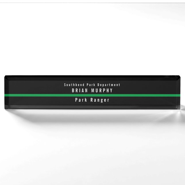 Thin Green Line Military Modern Monogram Namensplakette (Vorderseite)