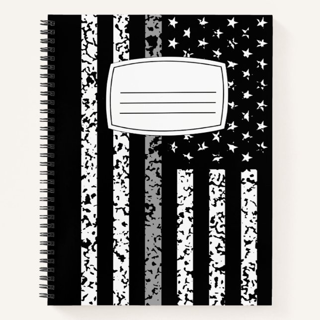 Thin Grey Line Flag Notizbuch (Vorderseite)
