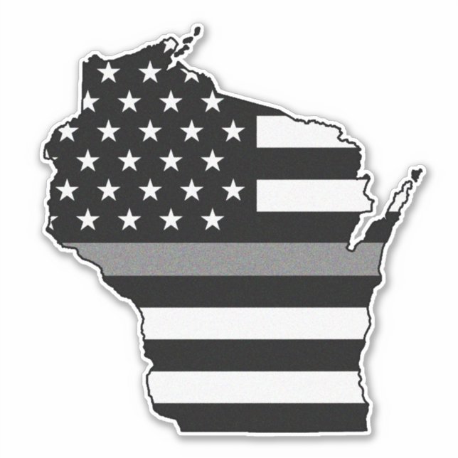 Thin Grey Line Flag Wisconsin Aufkleber (Vorderseite)