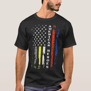 Thin Line First Responder Patriotic American Flag T-Shirt