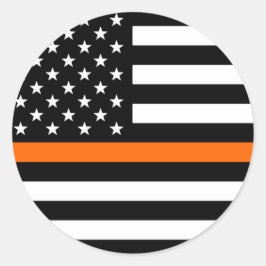Thin Orange Line American Flag Runder Aufkleber