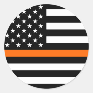 Thin Orange Line American Flag Runder Aufkleber