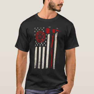 Thin Red Ax American Flag Patriot Firefighter T-Shirt
