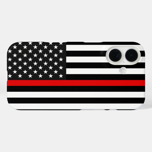 Thin Red Line American Flag iPhone 16 Hülle (Rückseite (Horizontal))