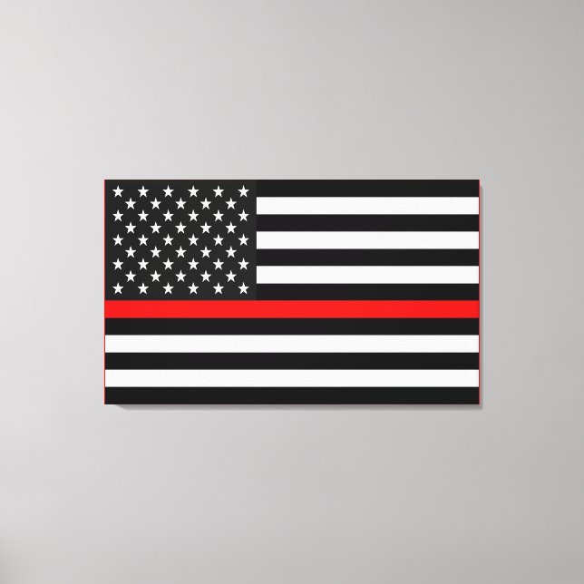 Thin Red Line American Flag Leinwanddruck (Vorderseite)