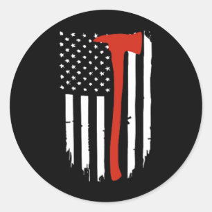 Thin Red Line Ax American Flag Patriot Feuerwehr Runder Aufkleber