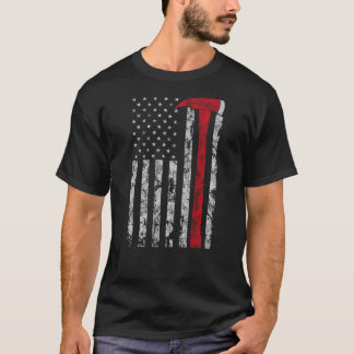 Thin Red Line Ax American Flag Patriot Firefikäte T-Shirt