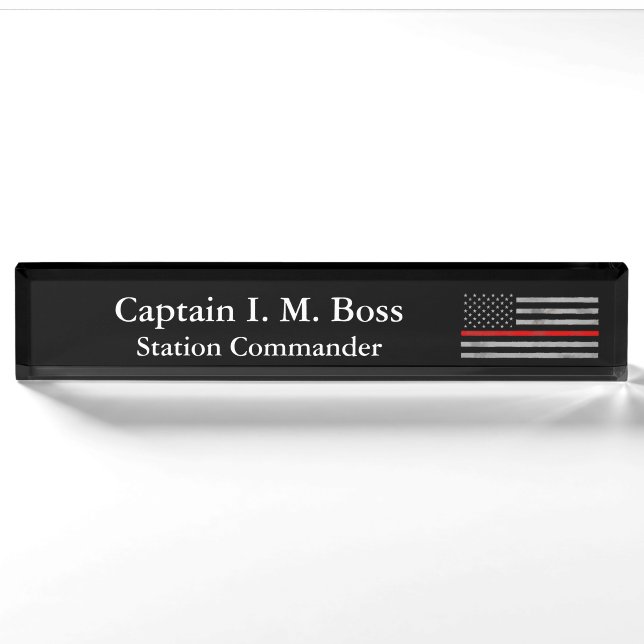 Thin Red Line - Beunruhigte, irreführende Namenssc Namensplakette (Vorderseite)
