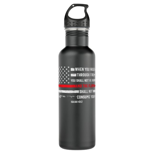 Thin Red Line Feuerwehrbibel Verse Isaiah 432 U Edelstahlflasche (Vorderseite)