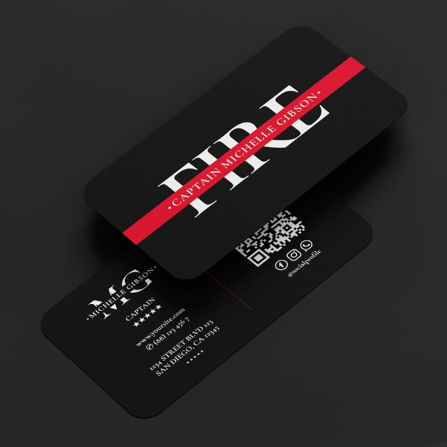 Thin Red Line Feuerwehrmann Moderne Feuerwehr Visitenkarte (Thin Red Line Firefighter Modern Fire Department Business Card
)