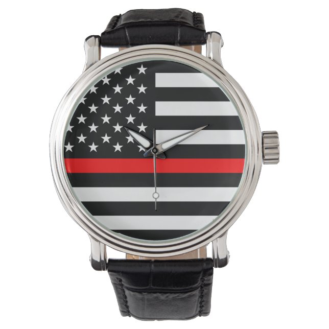 Thin Red Line Feuerwehrmann usa vereint Armbanduhr (Vorderseite)