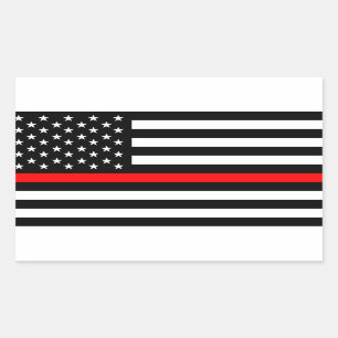 Thin Red Line Feuerwehrmann usa vereint Rechteckiger Aufkleber