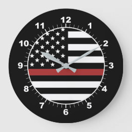 Thin Red Line Firefighter Flag Fire Department Große Wanduhr