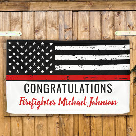 Thin Red Line Firefighter Graduation Party Banner