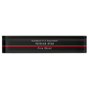 Thin Red Line Firefighter Modern Monogram Namensplakette