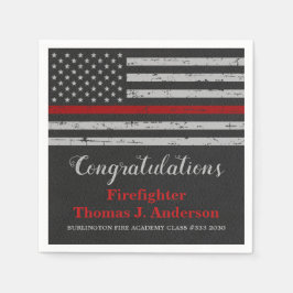 Thin Red Line Fireman Firefighter Abschluss Serviette