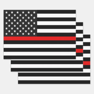 Thin Red Line Flag der USA Geschenkpapier Set