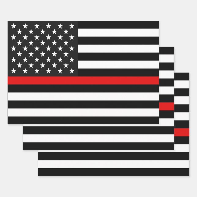 Thin Red Line Flag der USA Geschenkpapier Set (Set)
