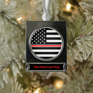 Thin Red Line Flag: Feuerwehrheldengedächtnis Banner-Ornament Silber