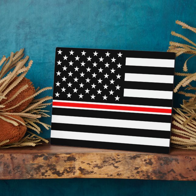 Thin Red Line Flag: Feuerwehrheldengedächtnis Fotoplatte (Seite)