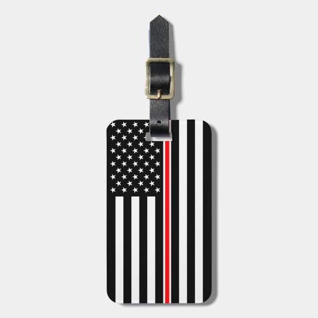 Thin Red Line Flag: Feuerwehrheldengedächtnis Gepäckanhänger (Vorderseite vertikal)