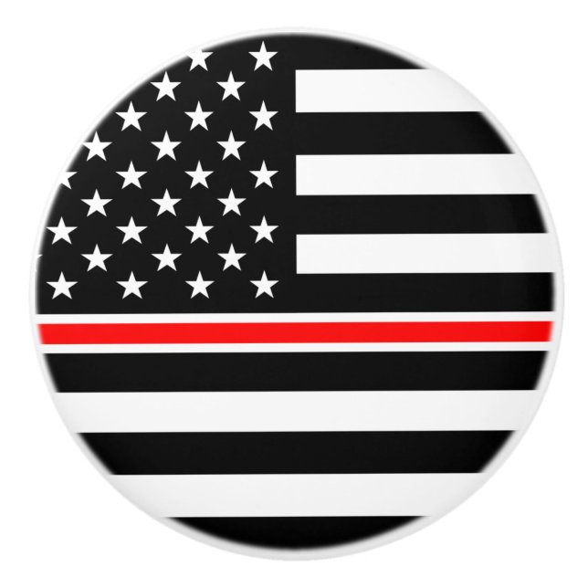 Thin Red Line Flag: Feuerwehrheldengedächtnis Keramikknauf (Vorderseite)