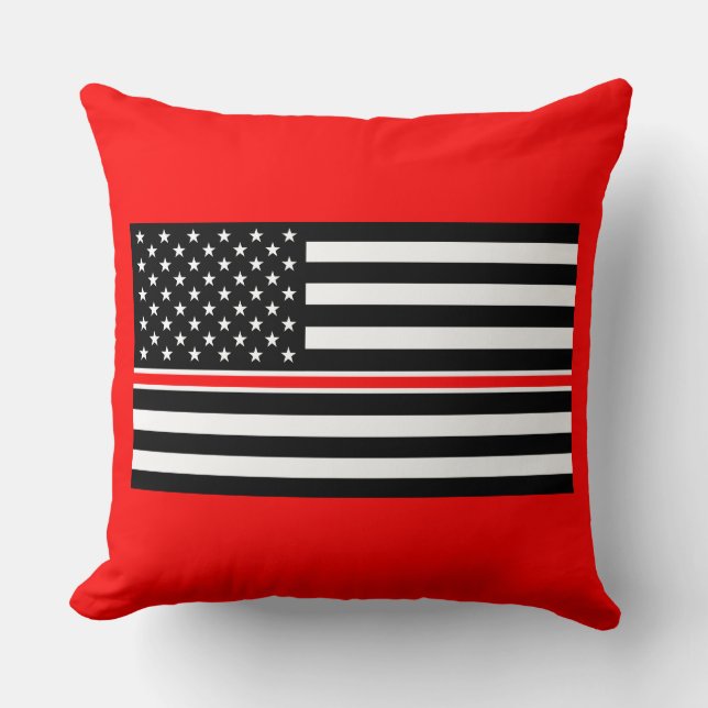 Thin Red Line Flag: Feuerwehrheldengedächtnis Kissen (Vorderseite)
