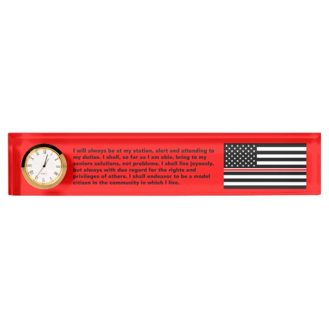 Thin Red Line Flag: Feuerwehrheldengedächtnis Namensplakette (Vorderseite)