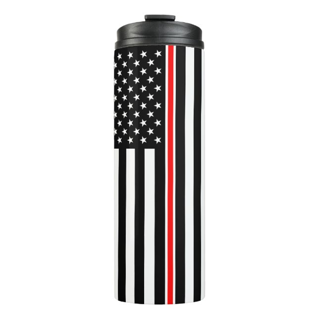 Thin Red Line Flag: Feuerwehrheldengedächtnis Thermosbecher (Vorderseite)