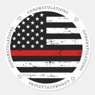 Thin Red Line Flag Feuerwehrmann Glückwünsche Runder Aufkleber