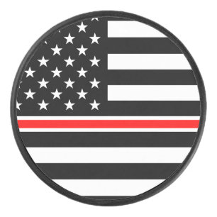Thin Red Line Flag: Feuerwehrmann Heldengedenkfeie Eishockey Puck