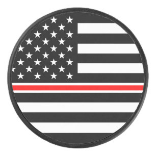 Thin Red Line Flag: Feuerwehrmann Heldengedenkfeie Eishockey Puck