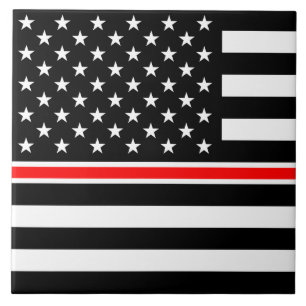 Thin Red Line Flag: Feuerwehrmann Heldengedenkfeie Fliese