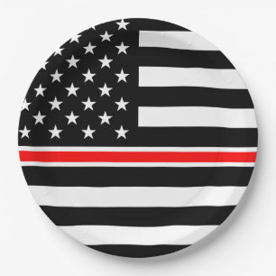 Thin Red Line Flag: Feuerwehrmann Heldengedenkfeie Pappteller