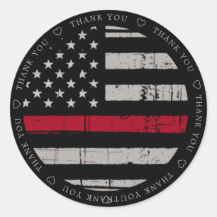 Thin Red Line Flag Firefighter Vielen Dank  Runder Aufkleber