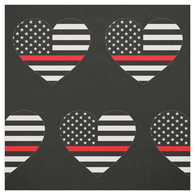 Thin Red Line Flag Herz Stoff (Muster)