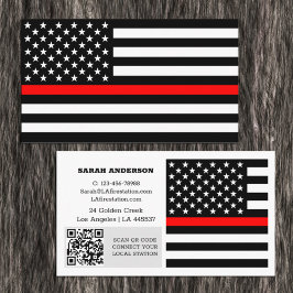 Thin Red Line Flag, USA Fireman / Personalisiert Visitenkarte