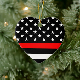 Thin Red Line Flagge (Vereinigte Staaten) Keramik Ornament