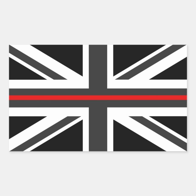 Thin Red Line UK Flag Rechteckiger Aufkleber (Vorderseite)