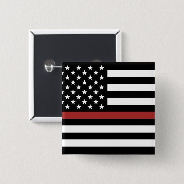 Thin Red Line USA Flag Firefighter Fire Department Button (Vorne & Hinten)
