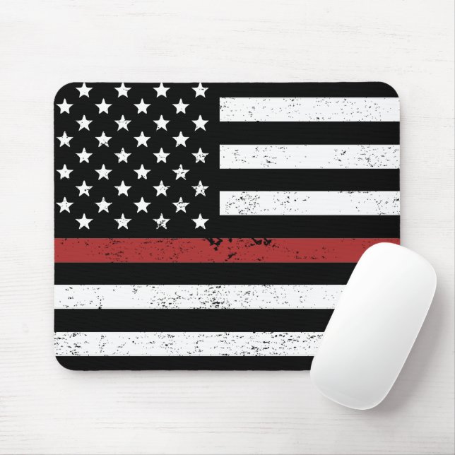 Thin Red Line USA Flag Firefighter Fire Department Mousepad (Mit Mouse)