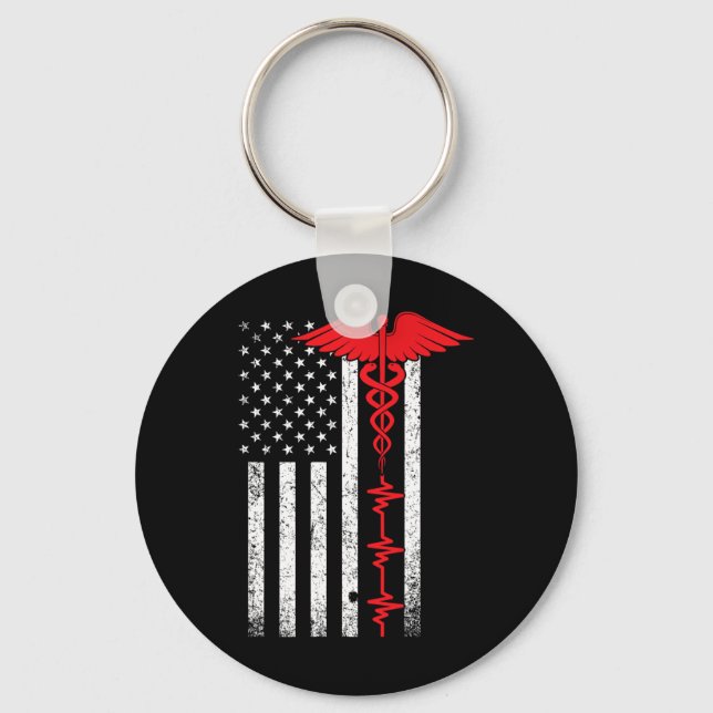 Thin Red Line Usa Flag Nurse Schlüsselanhänger (Vorderseite)