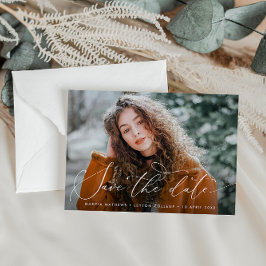 Thin-Script-Abschluss Save the Date Postkarte