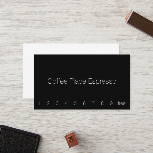 Thin Simple Dark Loyalty Coffee Punch Card Treuekarte (Vorderseite/Rückseite Beispiel)